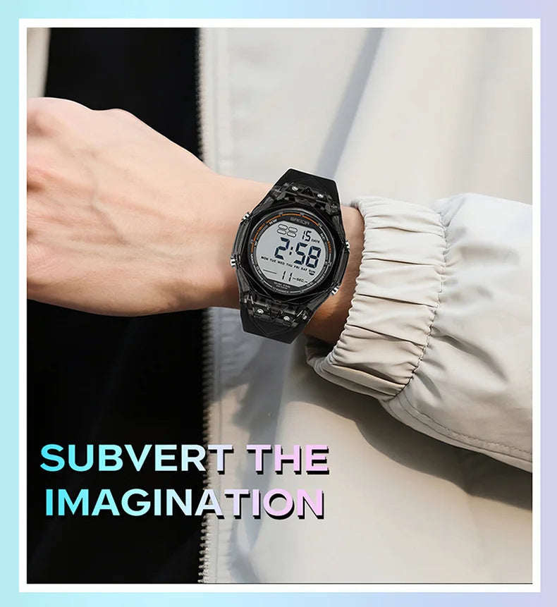 SANDA electronic watch for both men and women, multifunctional anti fall, 50M waterproof