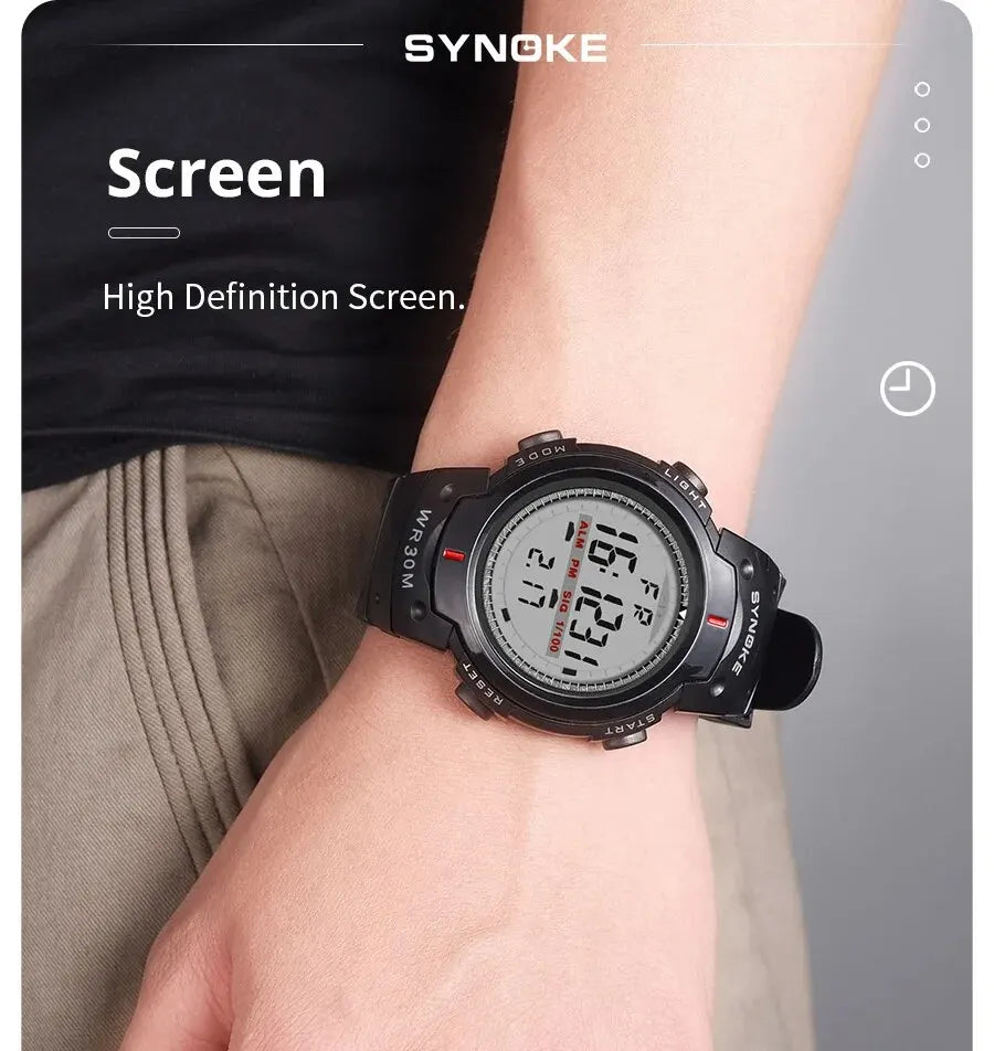 SYNOKE Electronic Digital Watch Sports For Men Waterproof Luminous Multi Function