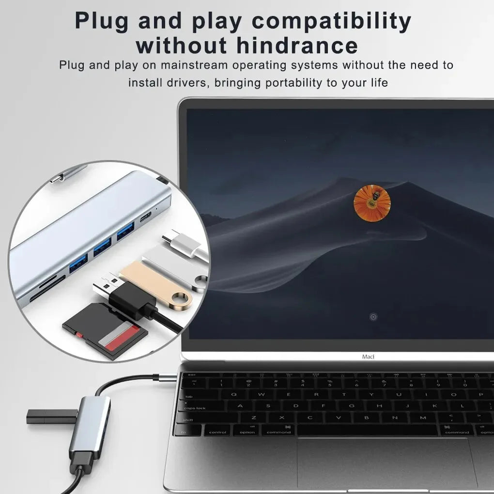 7-in-1 USB C Docking Station 4K HDMI-compatible Adapter USB 3.0 HUB TYPE C to HDMI PD 87W USB C Splitter for Laptop MacBook Pro