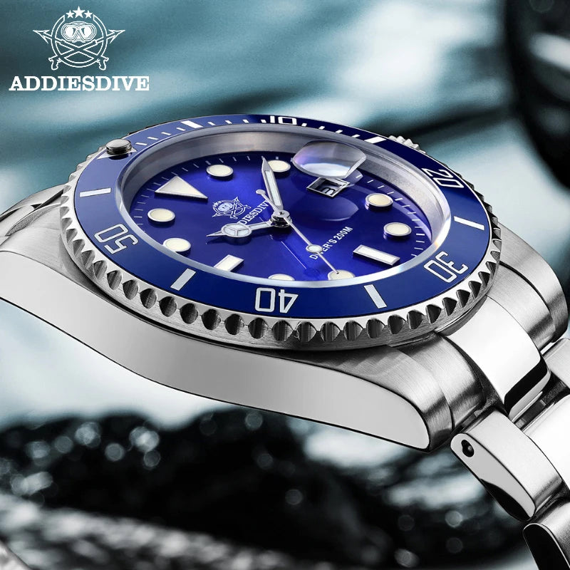 ADDIESDIVE Stainless Steel Watch for Men Waterproof Outdoor Leisure Sports Watch
