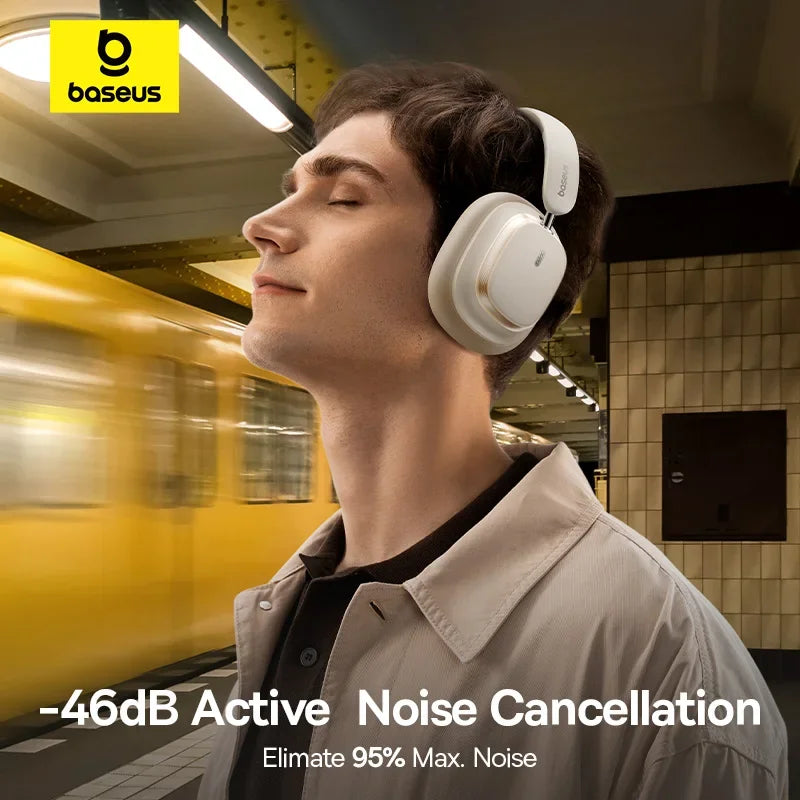 Baseus Wireless Headphones Bluetooth 5.4 Noise Cancelling Hi-Res Spatial Audio 120Hours Time