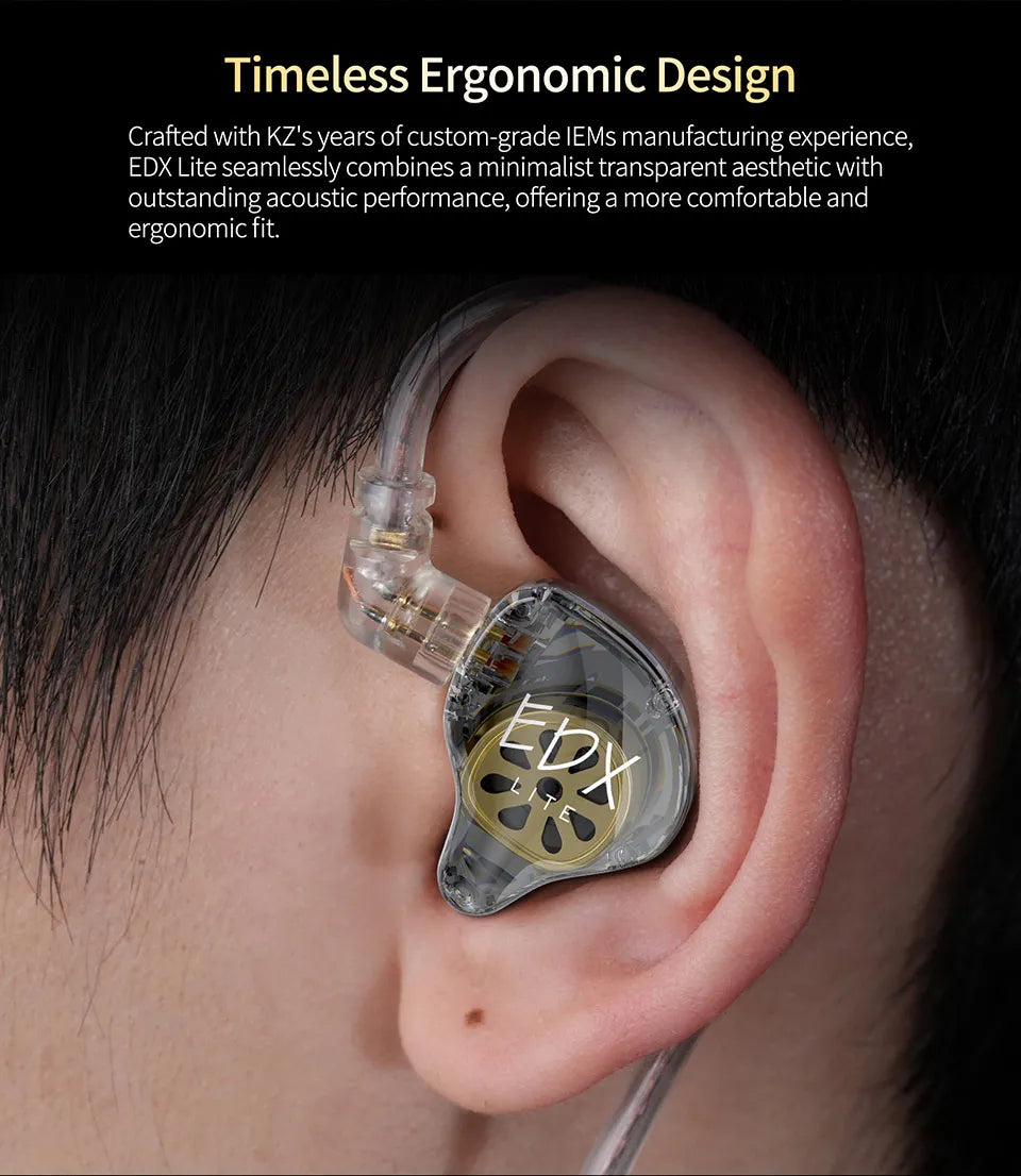 KZ EDX Lite HIFI Dynamic Driver Stereo Bass Music Earbuds for Gaming Sports with Detachable 2Pin Cable