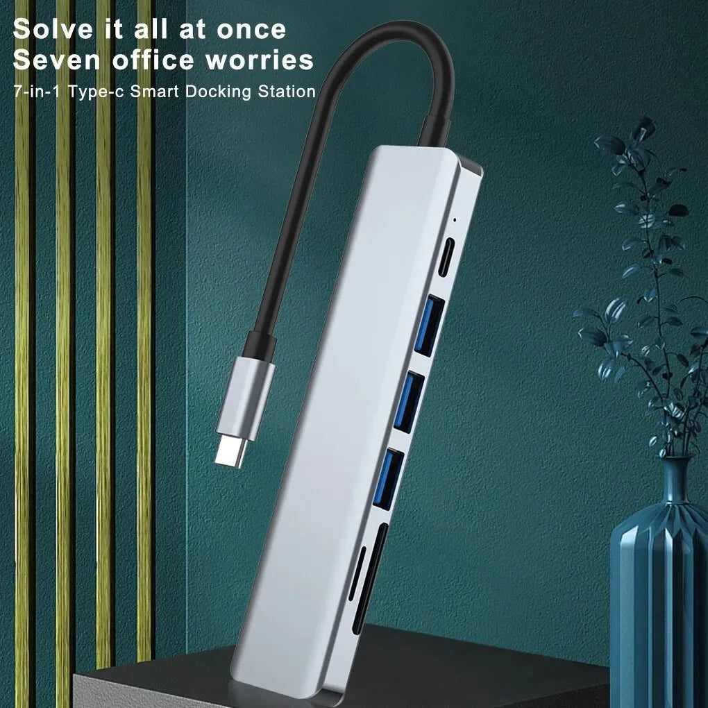 7-in-1 USB C Docking Station 4K HDMI-compatible Adapter USB 3.0 HUB TYPE C to HDMI PD 87W USB C Splitter for Laptop MacBook Pro