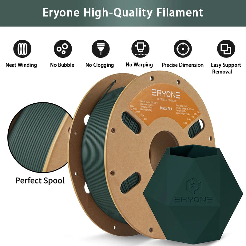 ERYONE PLA Matte Premium Filament 3D Print, Multicolour Available, 1KG/Spool
