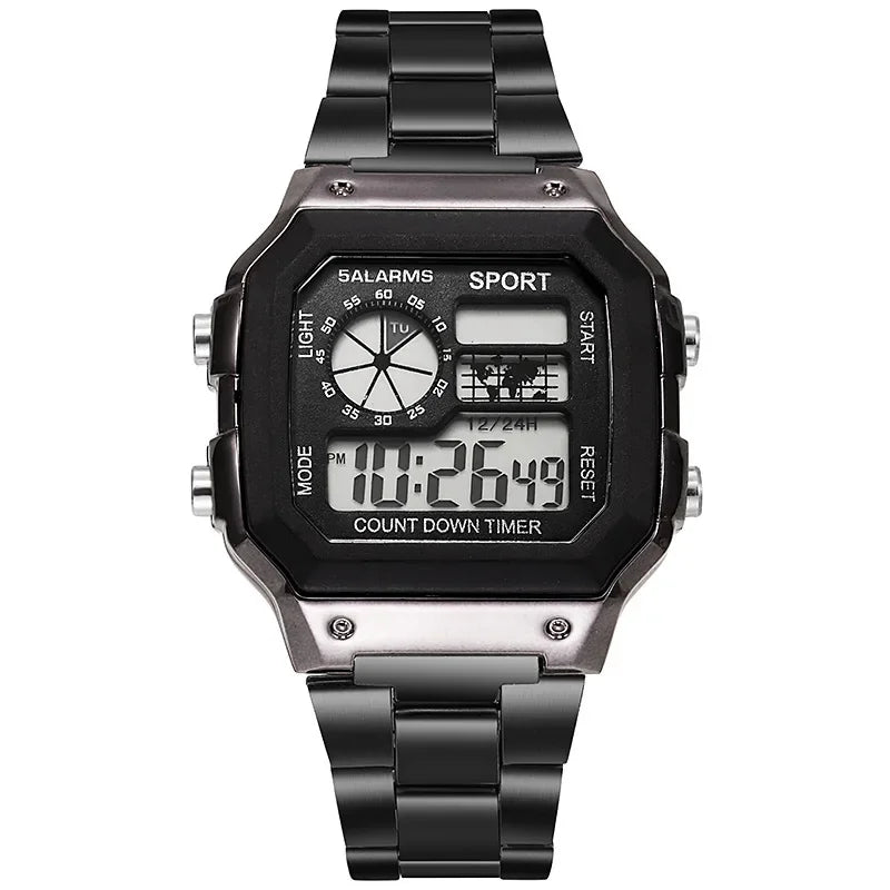 MAYZHISU Men Classic Digital Luxury Stainless Steel Sport Military Watch