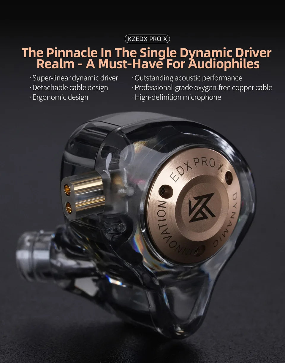 KZ EDX PRO X In Ear Dynamic Drive  HIFI Bass Music Earbud Sport Noise Cancelling Earphone