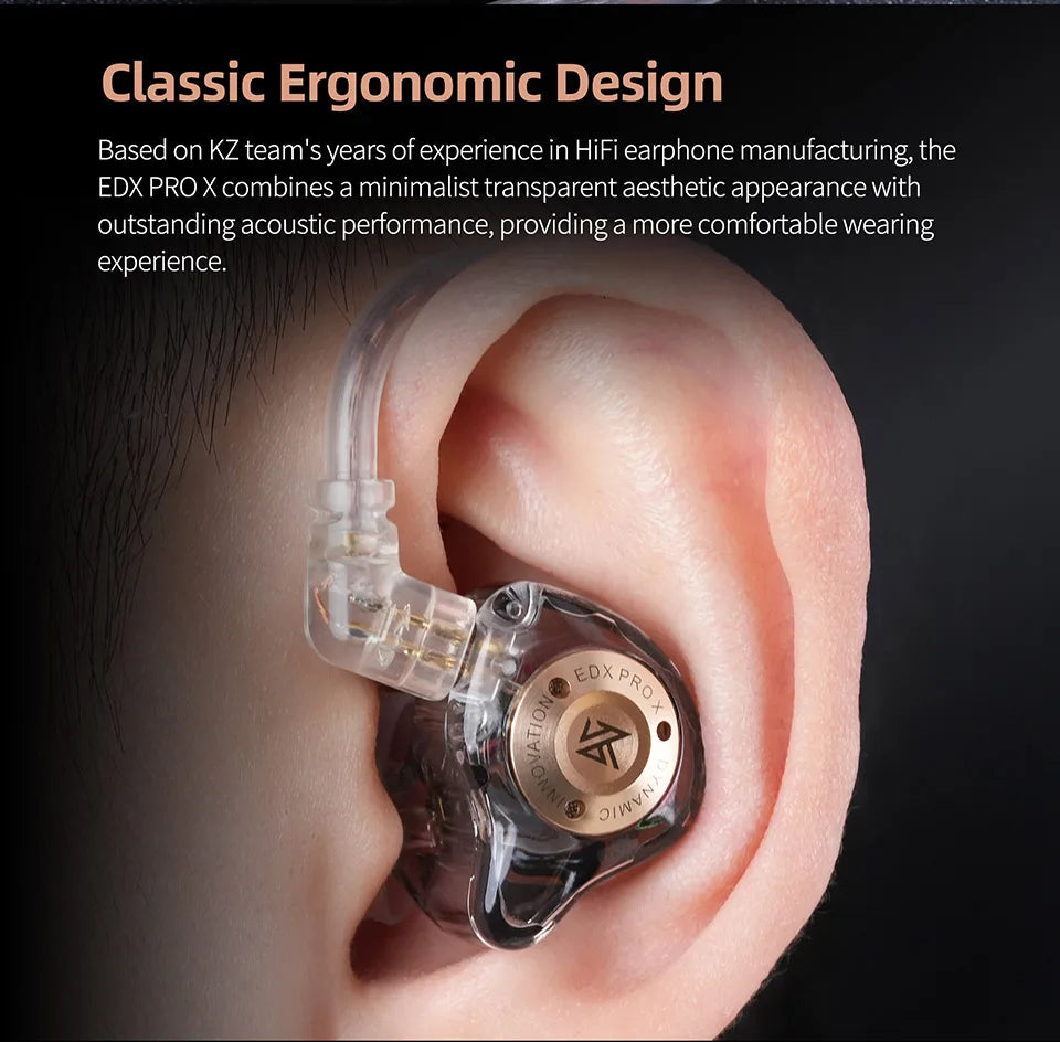 KZ EDX PRO X In Ear Dynamic Drive  HIFI Bass Music Earbud Sport Noise Cancelling Earphone