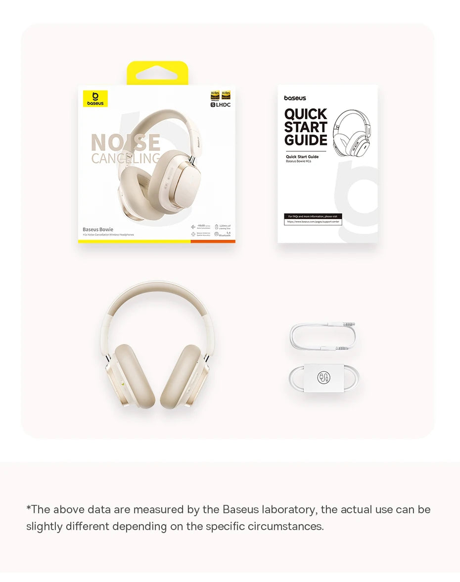 Baseus Wireless Headphones Bluetooth 5.4 Noise Cancelling Hi-Res Spatial Audio 120Hours Time