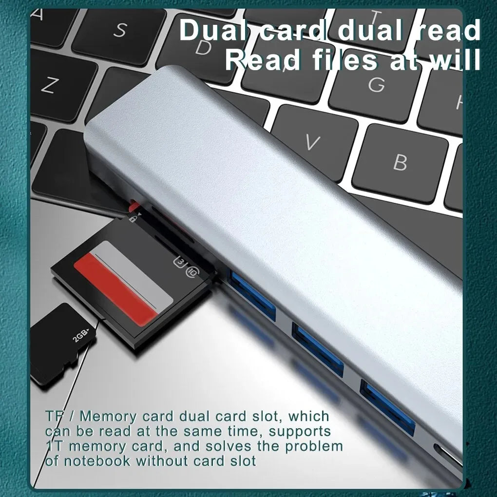 7-in-1 USB C Docking Station 4K HDMI-compatible Adapter USB 3.0 HUB TYPE C to HDMI PD 87W USB C Splitter for Laptop MacBook Pro