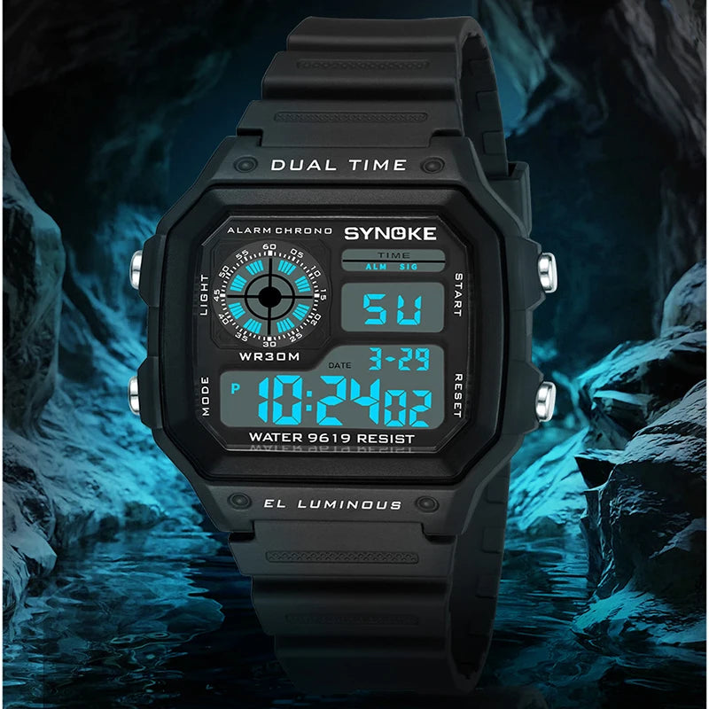 SYNOKE Outdoor Military Digital Watch For Men Sports Waterproof Luminous