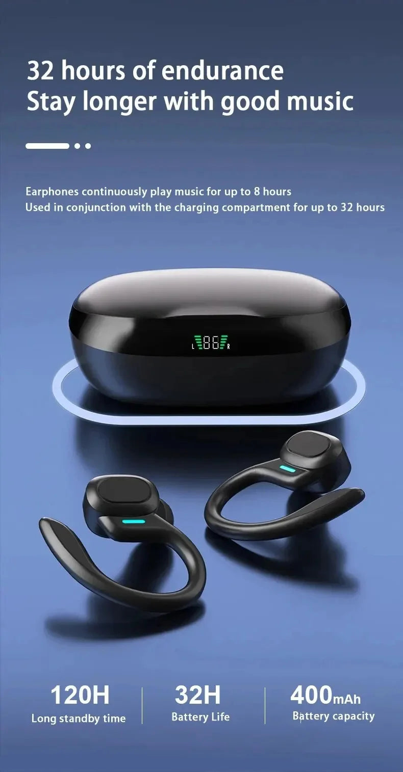 SJUJ Wireless Ear hook Sports HIFI Stereo Waterproof Earbuds With Mic