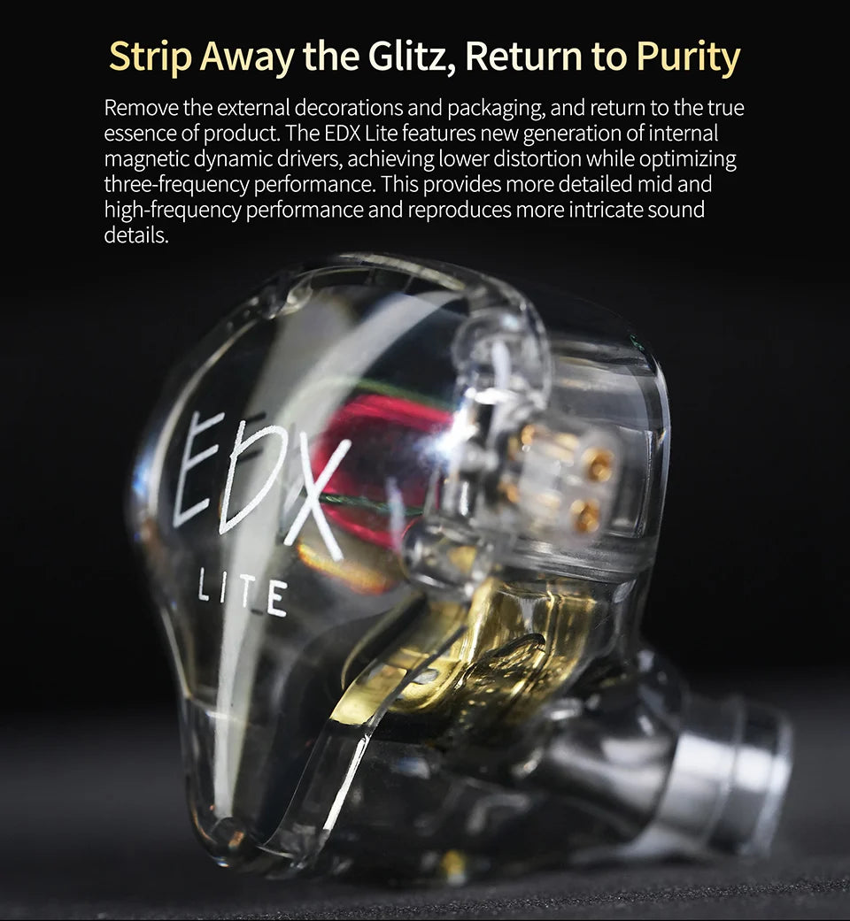 KZ EDX Lite HIFI Dynamic Driver Stereo Bass Music Earbuds for Gaming Sports with Detachable 2Pin Cable