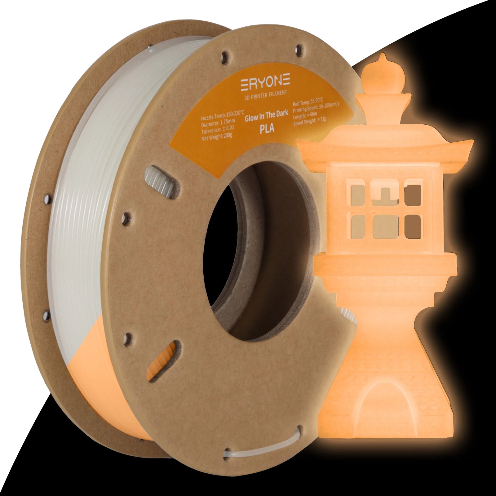 Eryone 200G PLA Filament Glow In The Dark Premium 3D Print ( absorbs sunlight or daylight),200g PLA filament glow in the dark