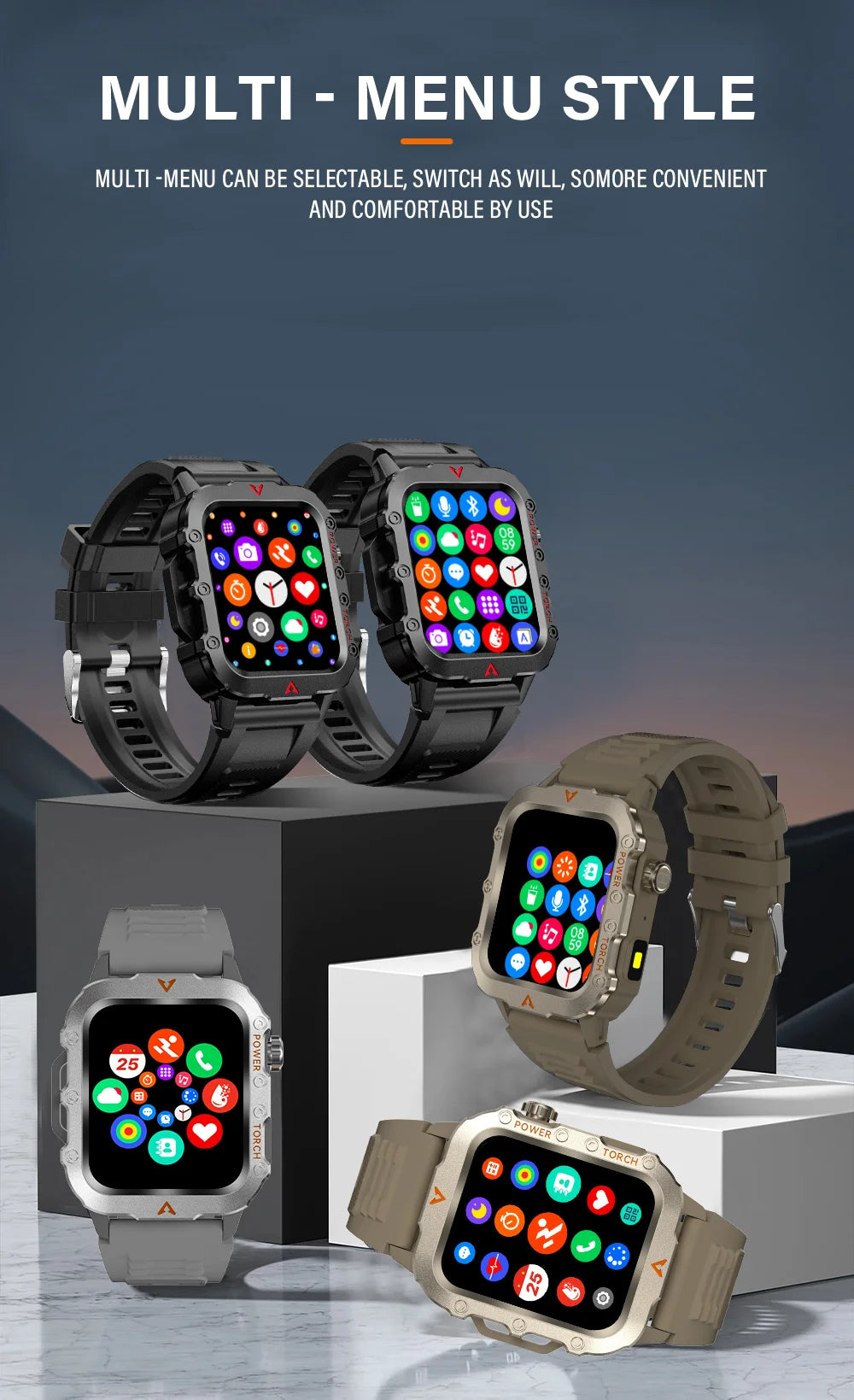 LAXASFIT Men Sports Smart Watch 1.71 Screen Blood Oxygen