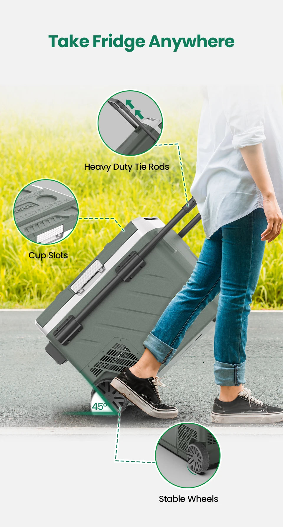 ALPICOOL: Car Refrigerator Portable Compressor Cooler 12/24V DC 100-240V AC Mini Fridge Freezer for Camping40L 50L 60L  BBQ