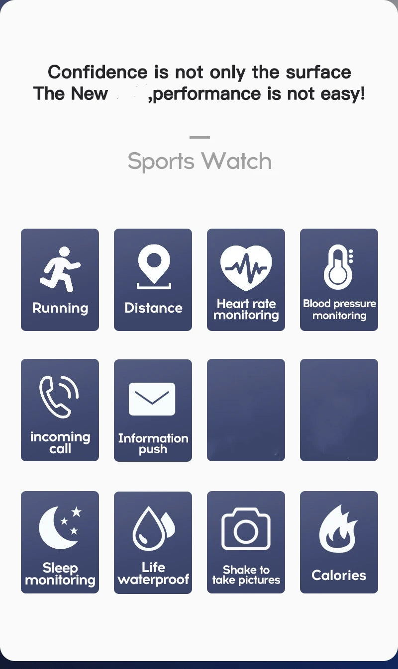 Smartwatch For Women Men  Heart Rate Monitor Calorie Tracking