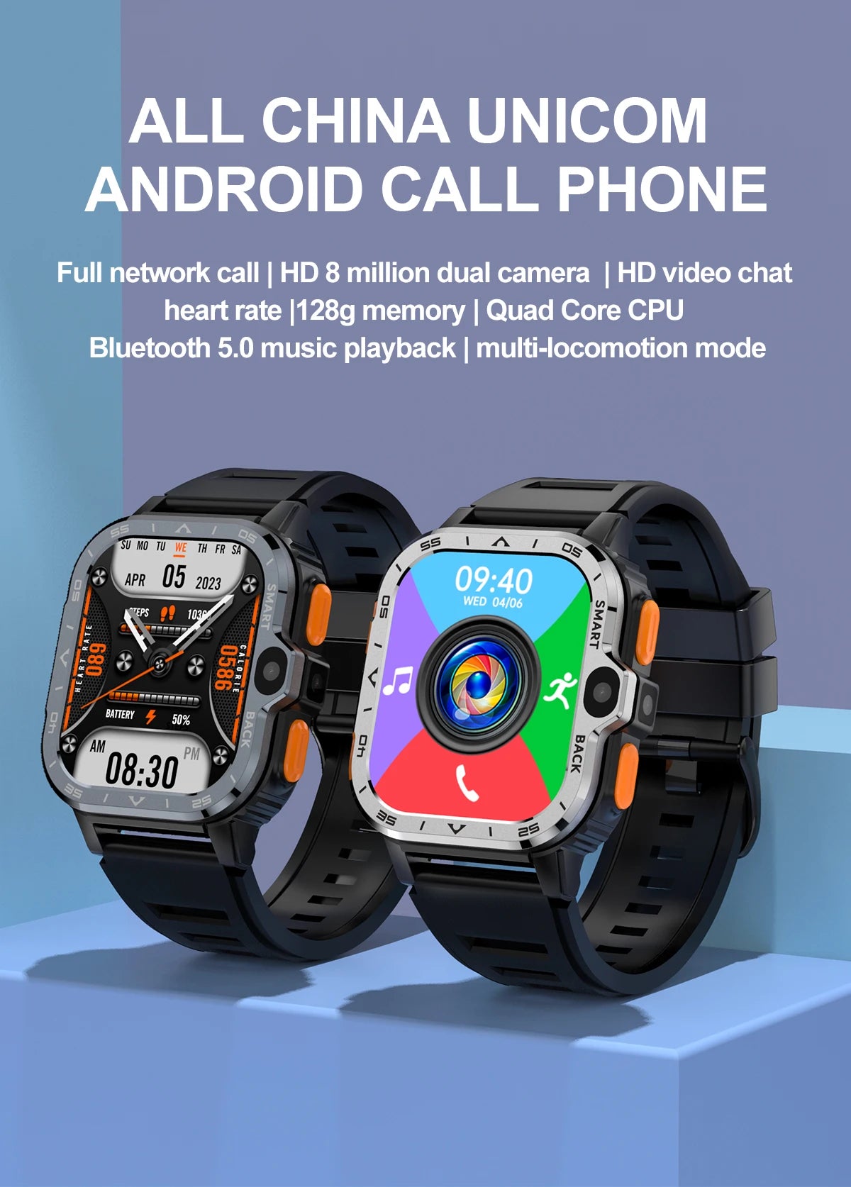VALDUS Android Smart Watch Men  16G/64G ROM HD Dual Camera 4G SIM Card