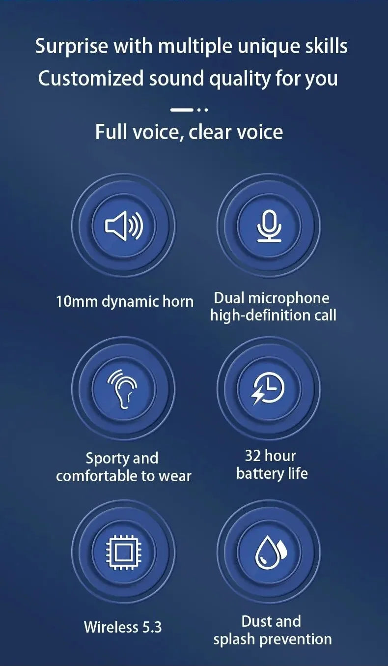 SJUJ Wireless Ear hook Sports HIFI Stereo Waterproof Earbuds With Mic