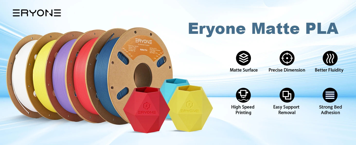 ERYONE PLA Matte Premium Filament 3D Print, Multicolour Available, 1KG/Spool