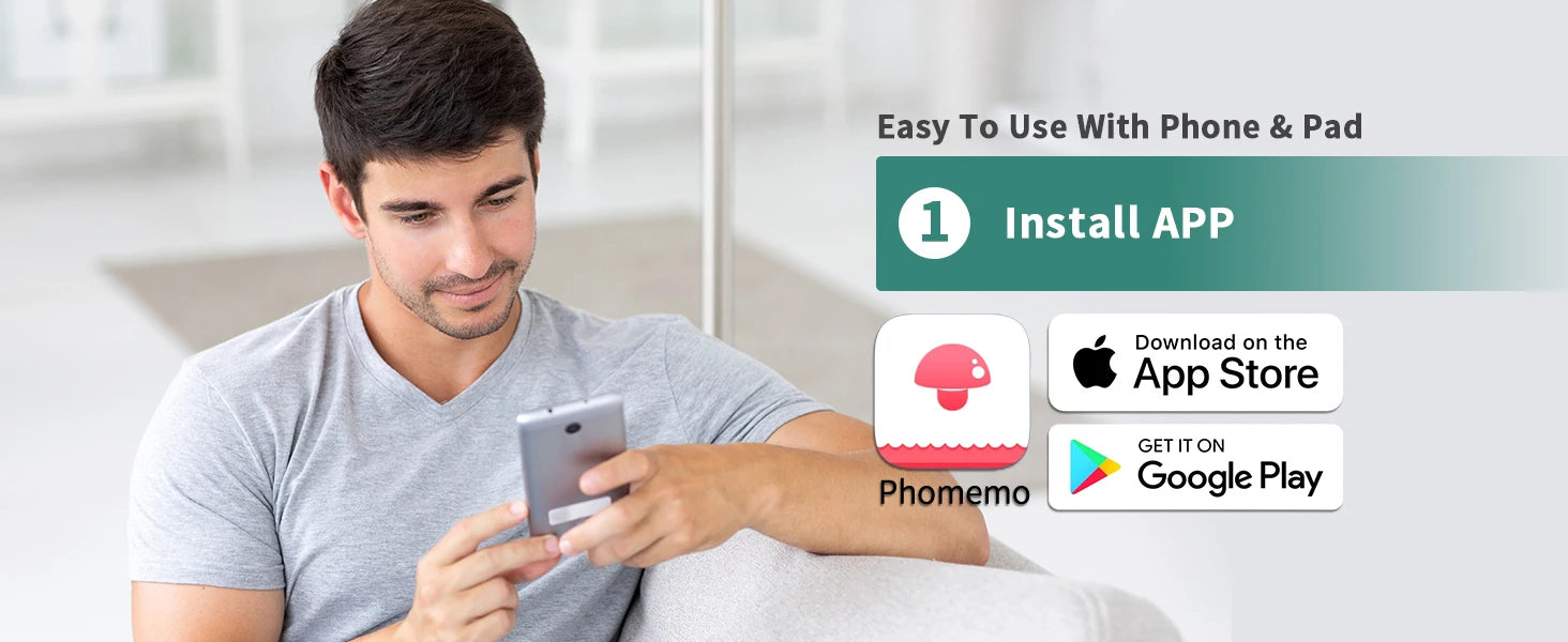 Phomemo  A4 Paper Portable Thermal  Bluetooth Mobile Printer Compatible with Android & iOS Phone & Laptop
