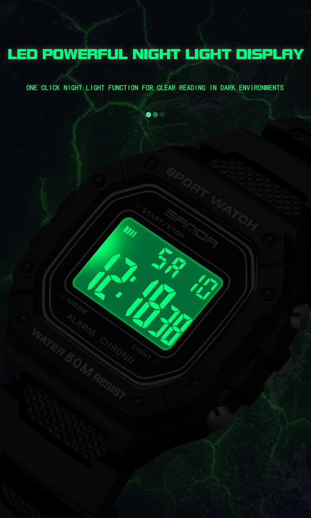 SANDA Men Military Water Resistant Sport Watches