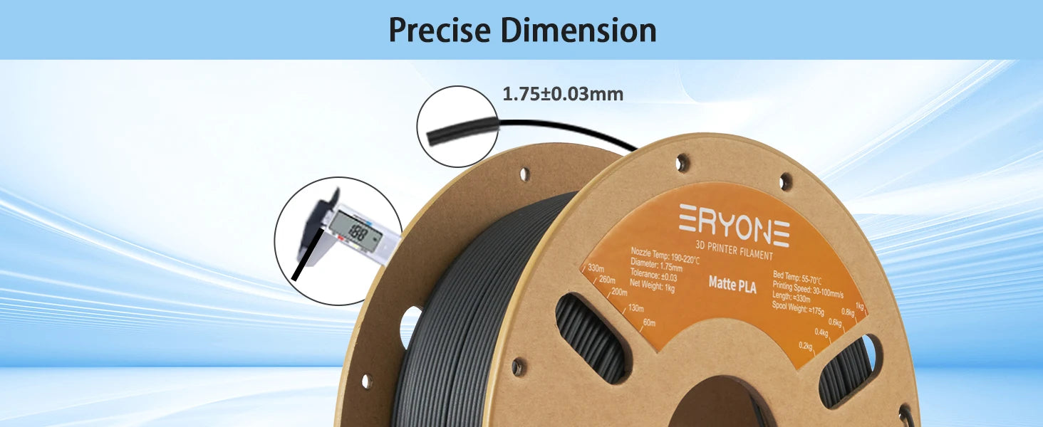 ERYONE PLA Matte Premium Filament 3D Print, Multicolour Available, 1KG/Spool