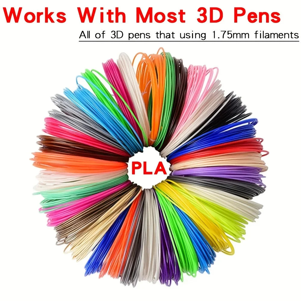 32 Colors 3D Pen Filament 1.75mm PLA, Each Colour 10Feet(3m), Total 320 Feet (96m) 3D Pen Filament Refills, Random Colour