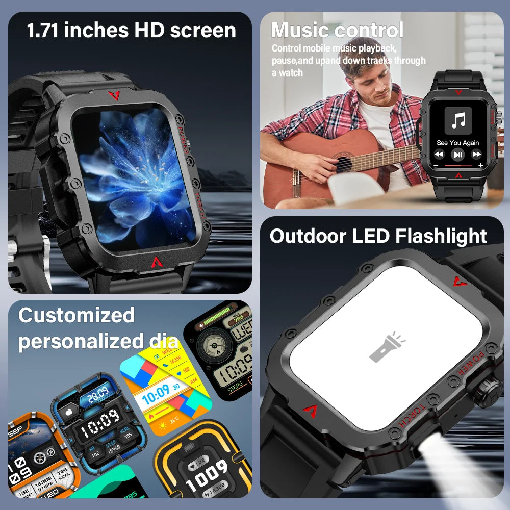 LAXASFIT Men Sports Smart Watch 1.71 Screen Blood Oxygen
