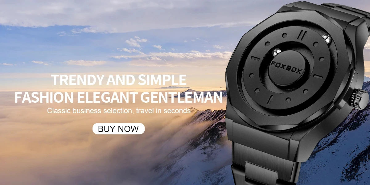 FOXBOX  Magnetic Force Pointer Watch for Men waterproof
