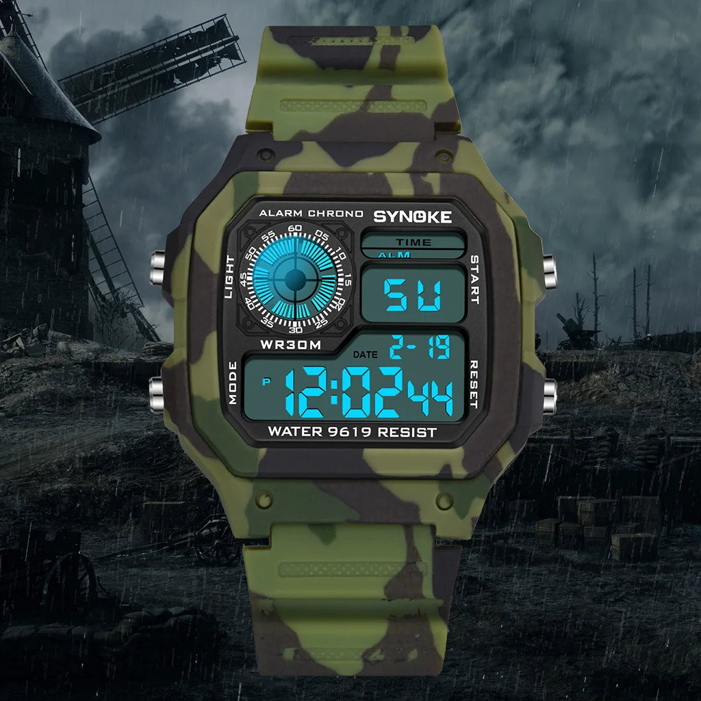 SYNOKE Outdoor Military Digital Watch For Men Sports Waterproof Luminous