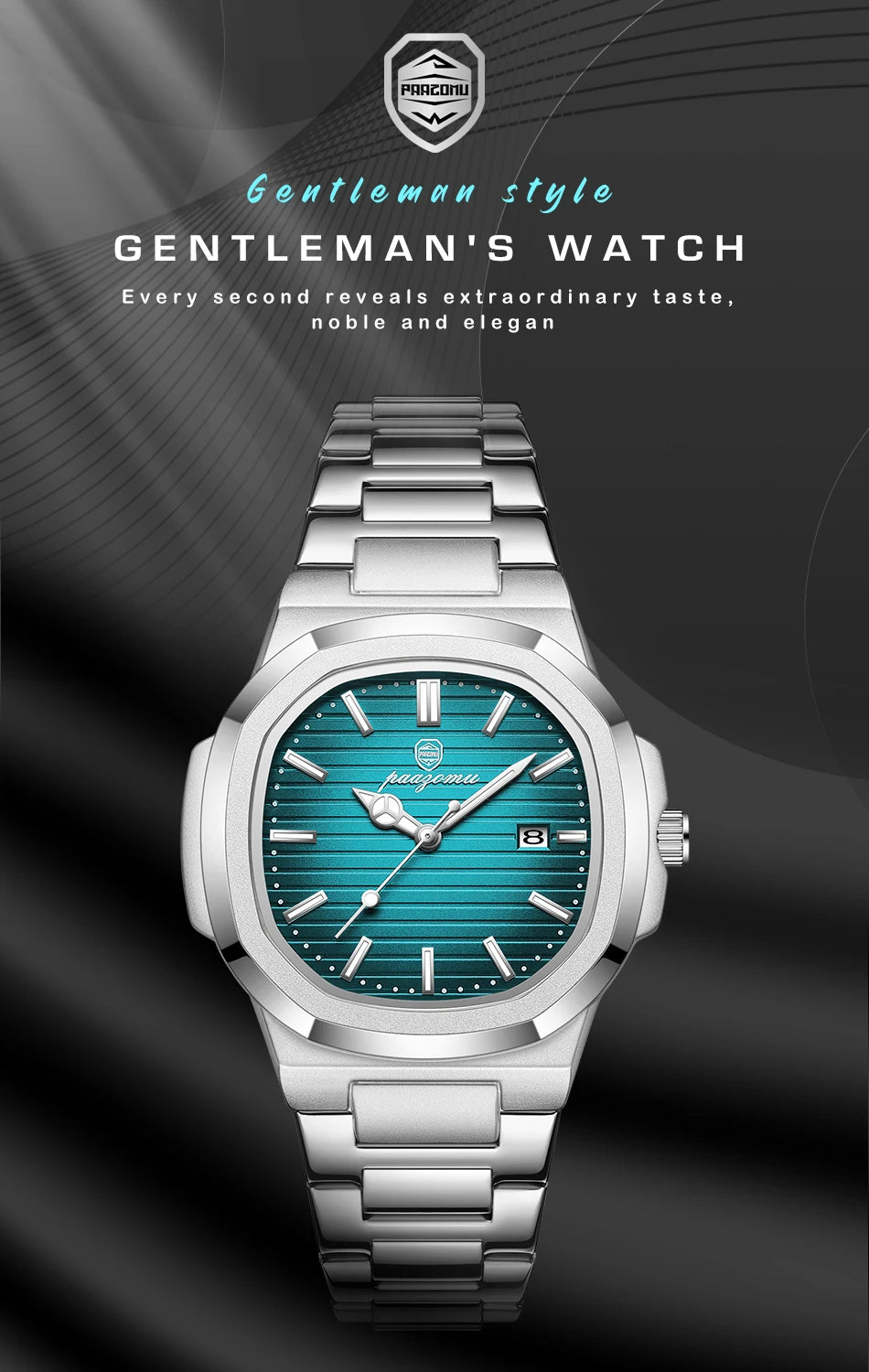 PAAZOMU Luxury Stainless Steel Business Waterproof Luminous Men Watch