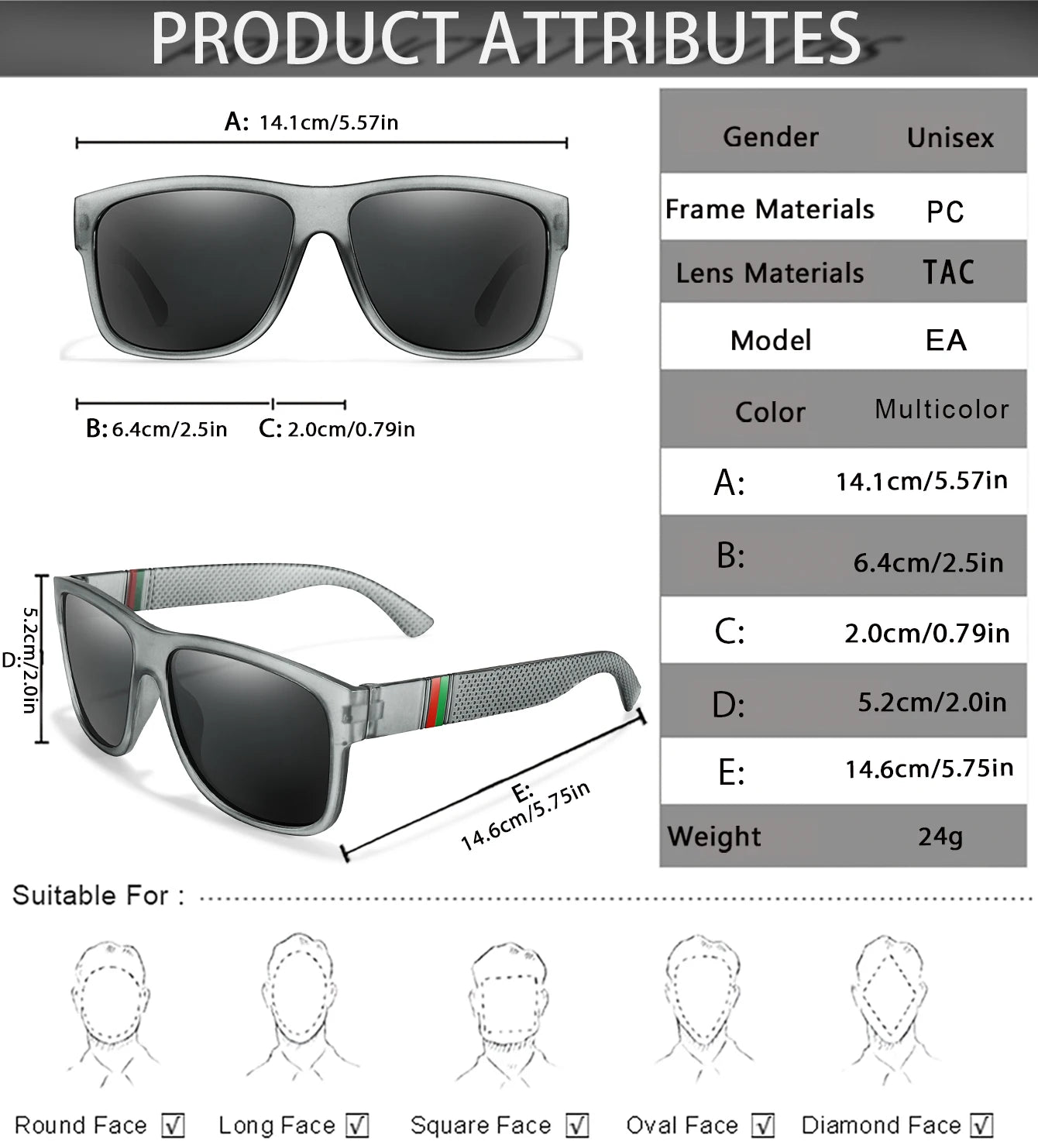 Classic Men Square Polarized  Sunglasses for Outdoor Driving Cycling Running Goggles Vintage Large Frame UV400