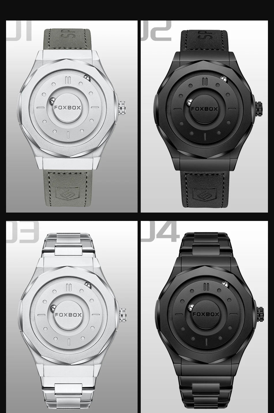 FOXBOX  Magnetic Force Pointer Watch for Men waterproof
