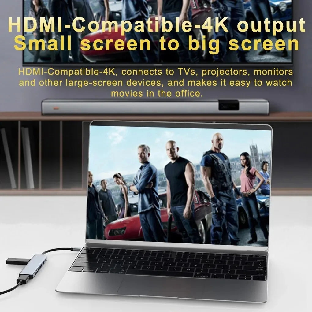 7-in-1 USB C Docking Station 4K HDMI-compatible Adapter USB 3.0 HUB TYPE C to HDMI PD 87W USB C Splitter for Laptop MacBook Pro