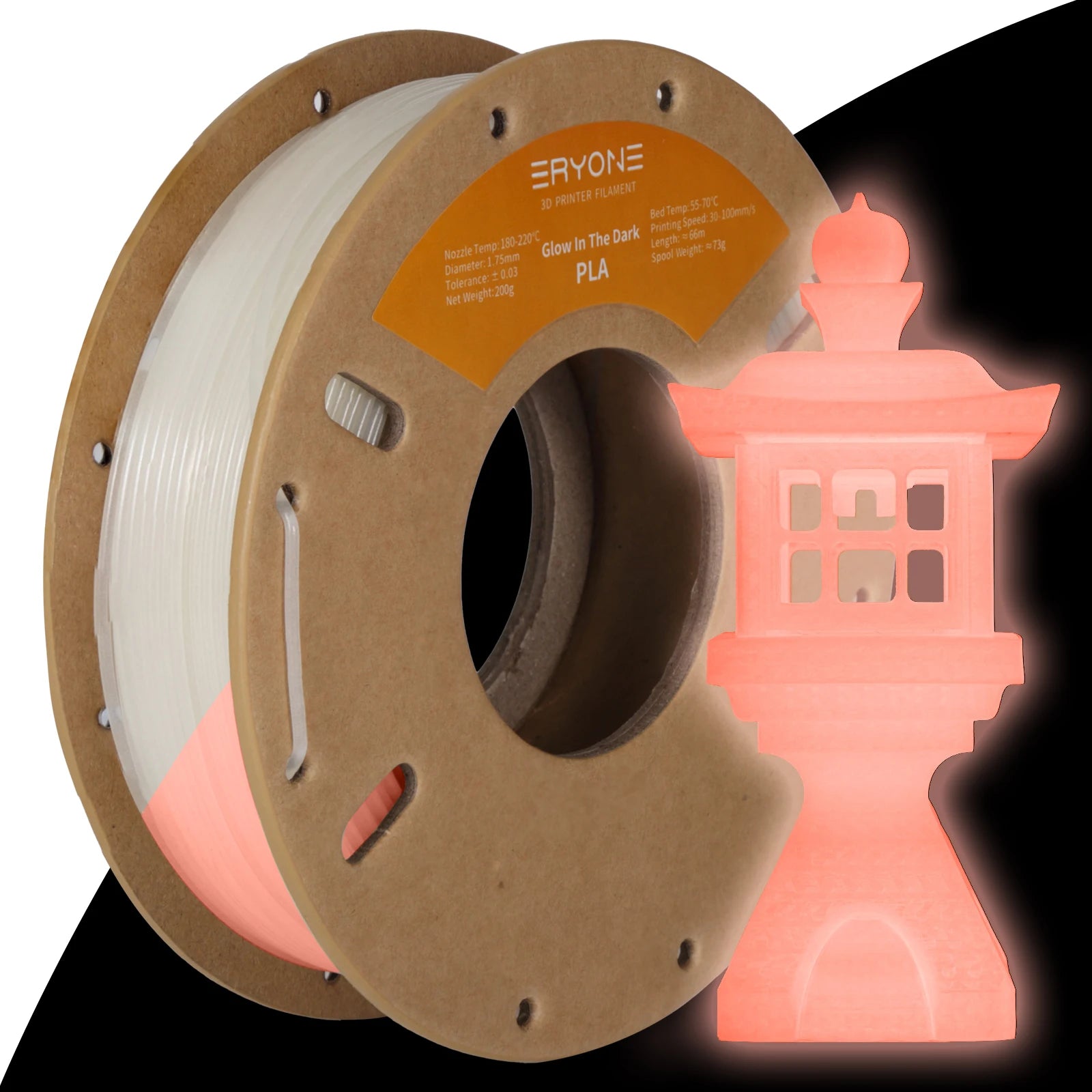 Eryone 200G PLA Filament Glow In The Dark Premium 3D Print ( absorbs sunlight or daylight),200g PLA filament glow in the dark