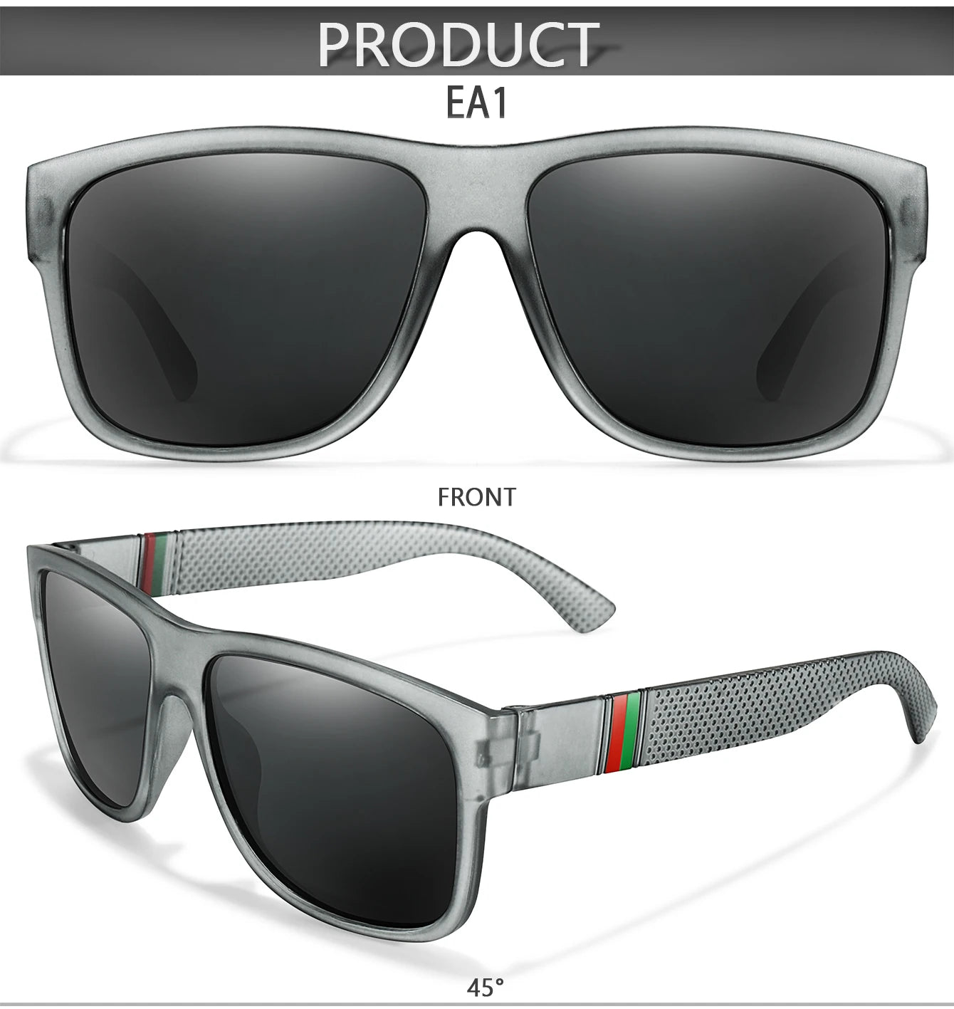 Classic Men Square Polarized  Sunglasses for Outdoor Driving Cycling Running Goggles Vintage Large Frame UV400