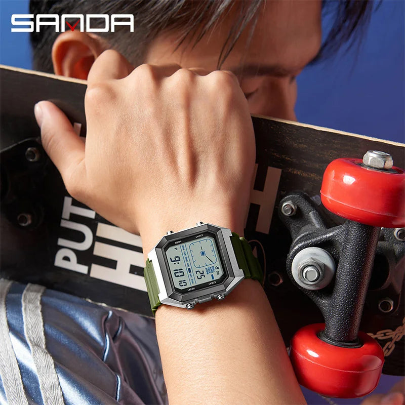 SANDA  Digital Watches for Man Multifunction Luminous Chronograph Calendar Outdoor Sport Waterproof
