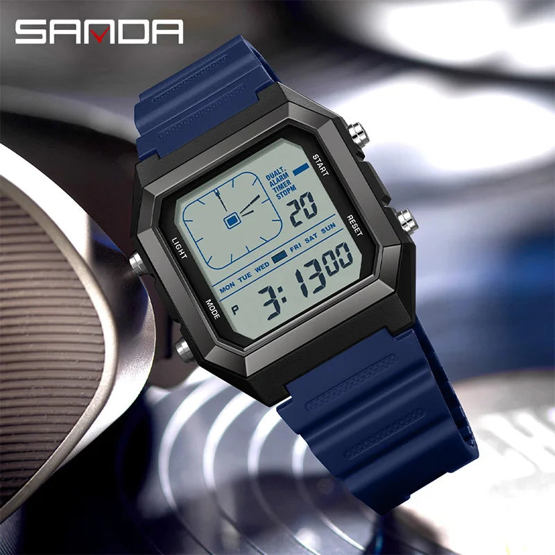 SANDA  Digital Watches for Man Multifunction Luminous Chronograph Calendar Outdoor Sport Waterproof