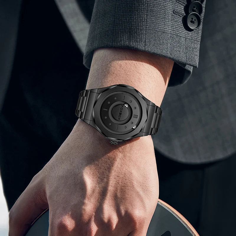 FOXBOX  Magnetic Force Pointer Watch for Men waterproof
