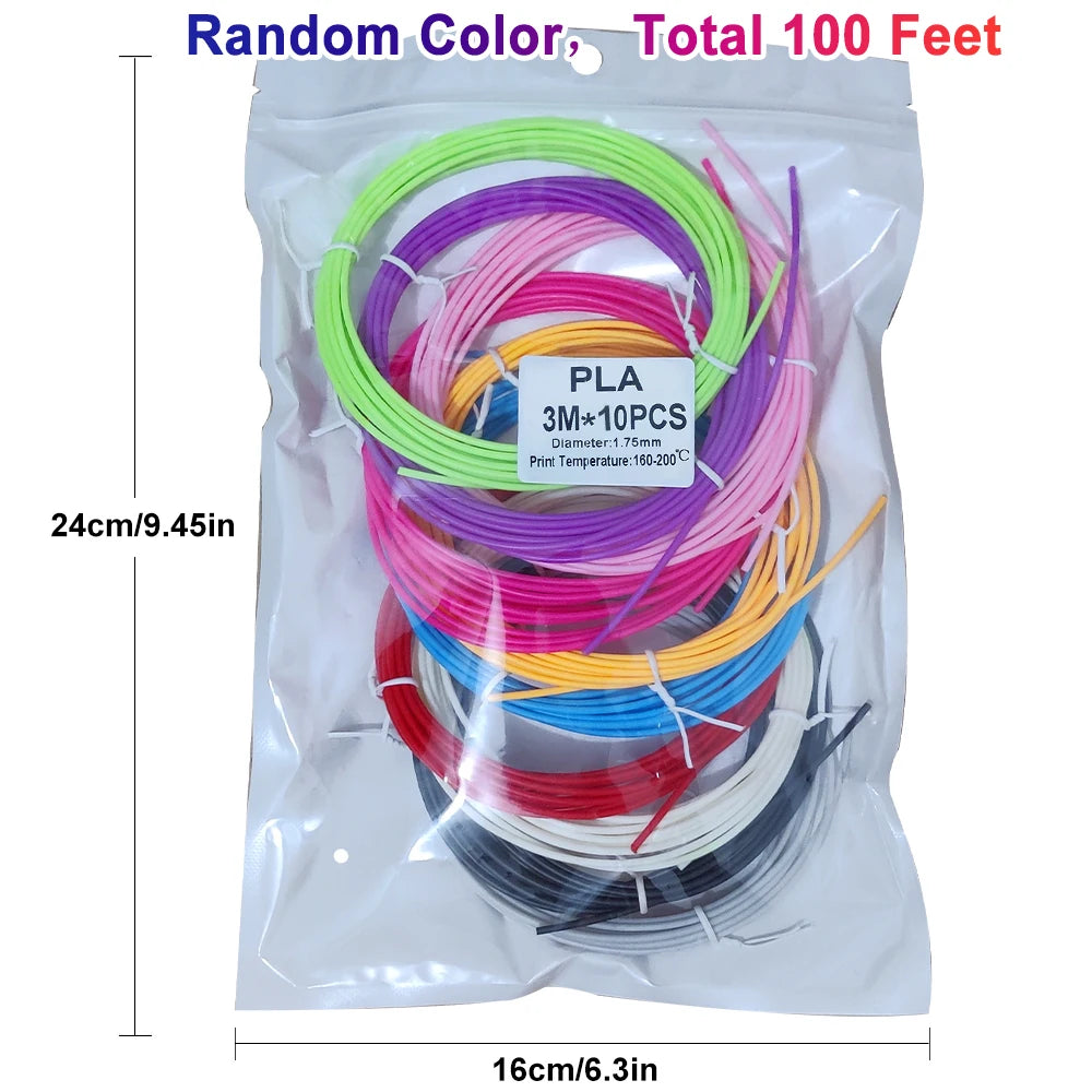 32 Colors 3D Pen Filament 1.75mm PLA, Each Colour 10Feet(3m), Total 320 Feet (96m) 3D Pen Filament Refills, Random Colour