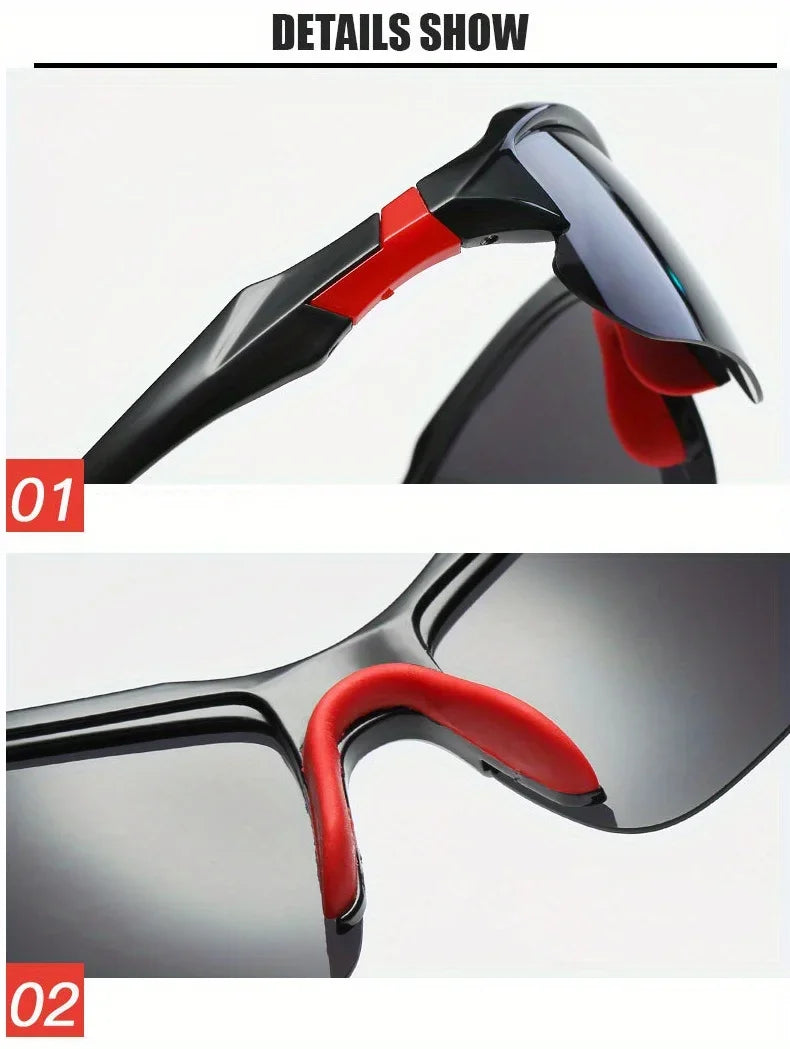 Outdoor Polarized Fashionable Sports Glasses for Men and Women, Windproof Suitable for Baseball Running Golf and Driving