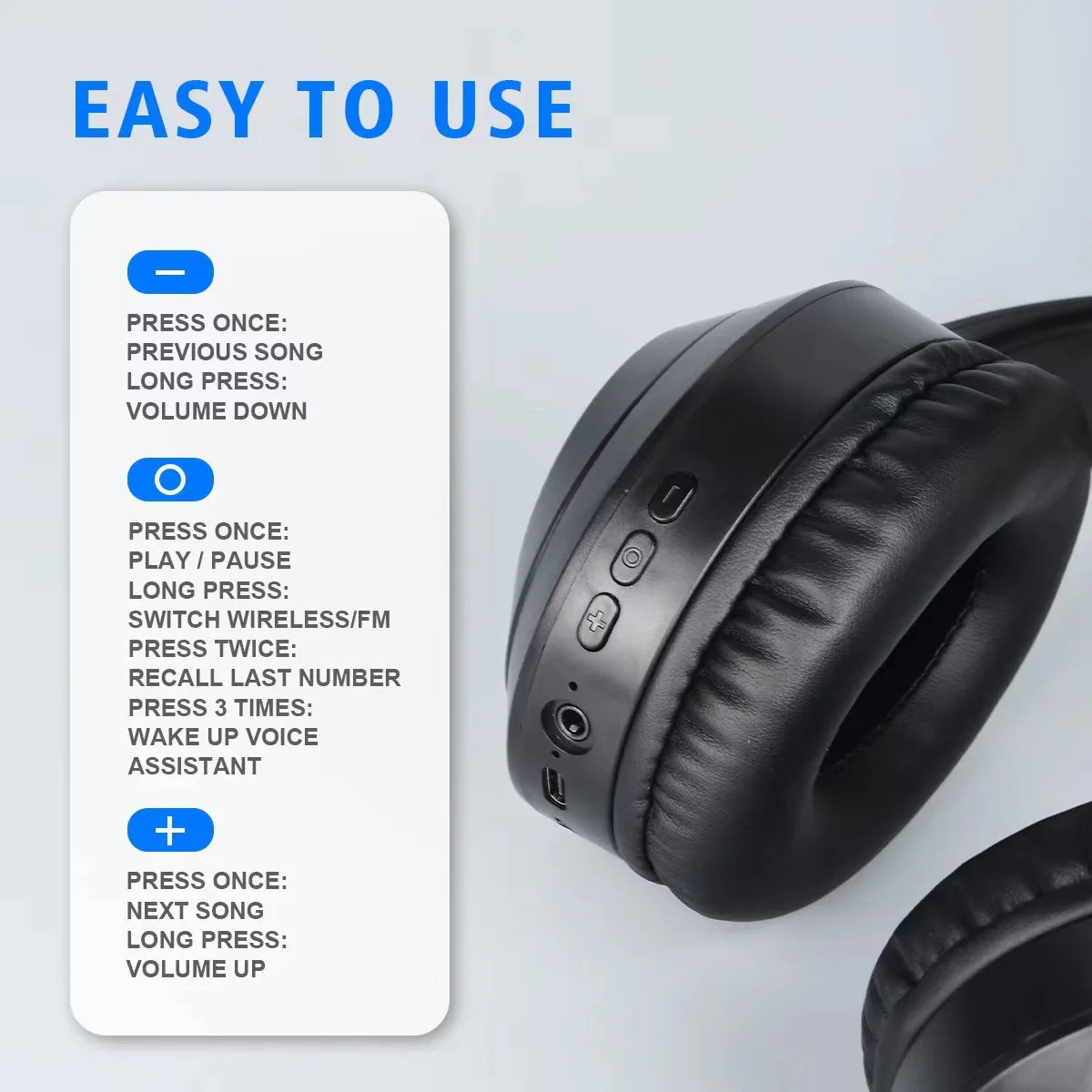 HIFI Stereo Headsets Sport Gamers with Wireless Bluetooth 5.3 and HD Mic