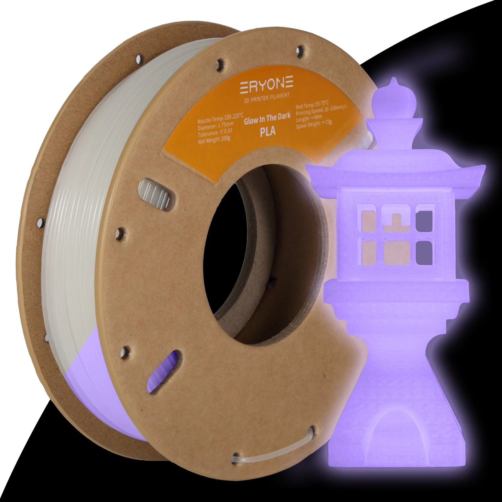 Eryone 200G PLA Filament Glow In The Dark Premium 3D Print ( absorbs sunlight or daylight),200g PLA filament glow in the dark