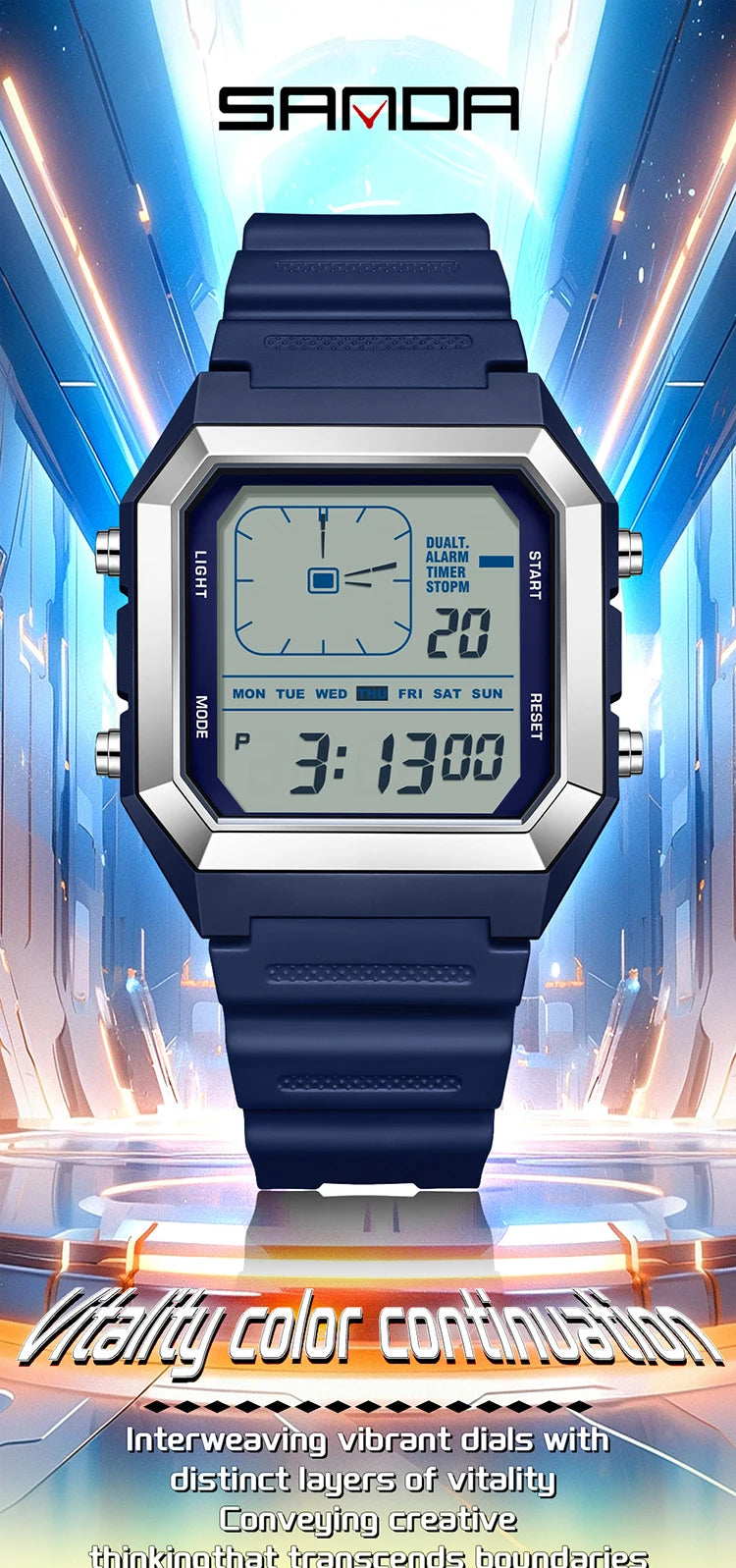SANDA  Digital Watches for Man Multifunction Luminous Chronograph Calendar Outdoor Sport Waterproof