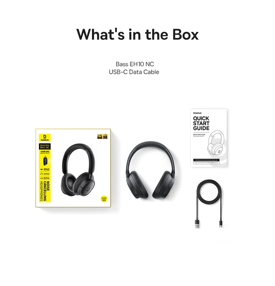 Baseus Wireless Headphones Bluetooth 5.4 Noise Cancelling Hi-Res Spatial Audio 120Hours Time