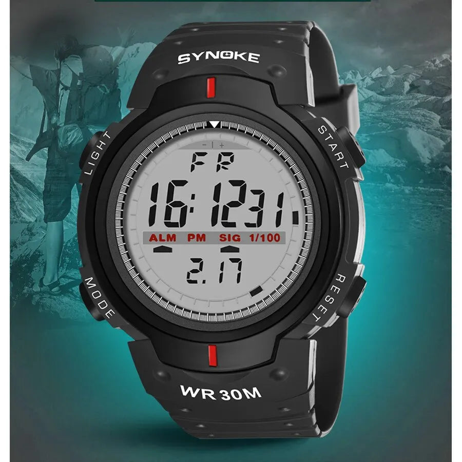 SYNOKE Electronic Digital Watch Sports For Men Waterproof Luminous Multi Function