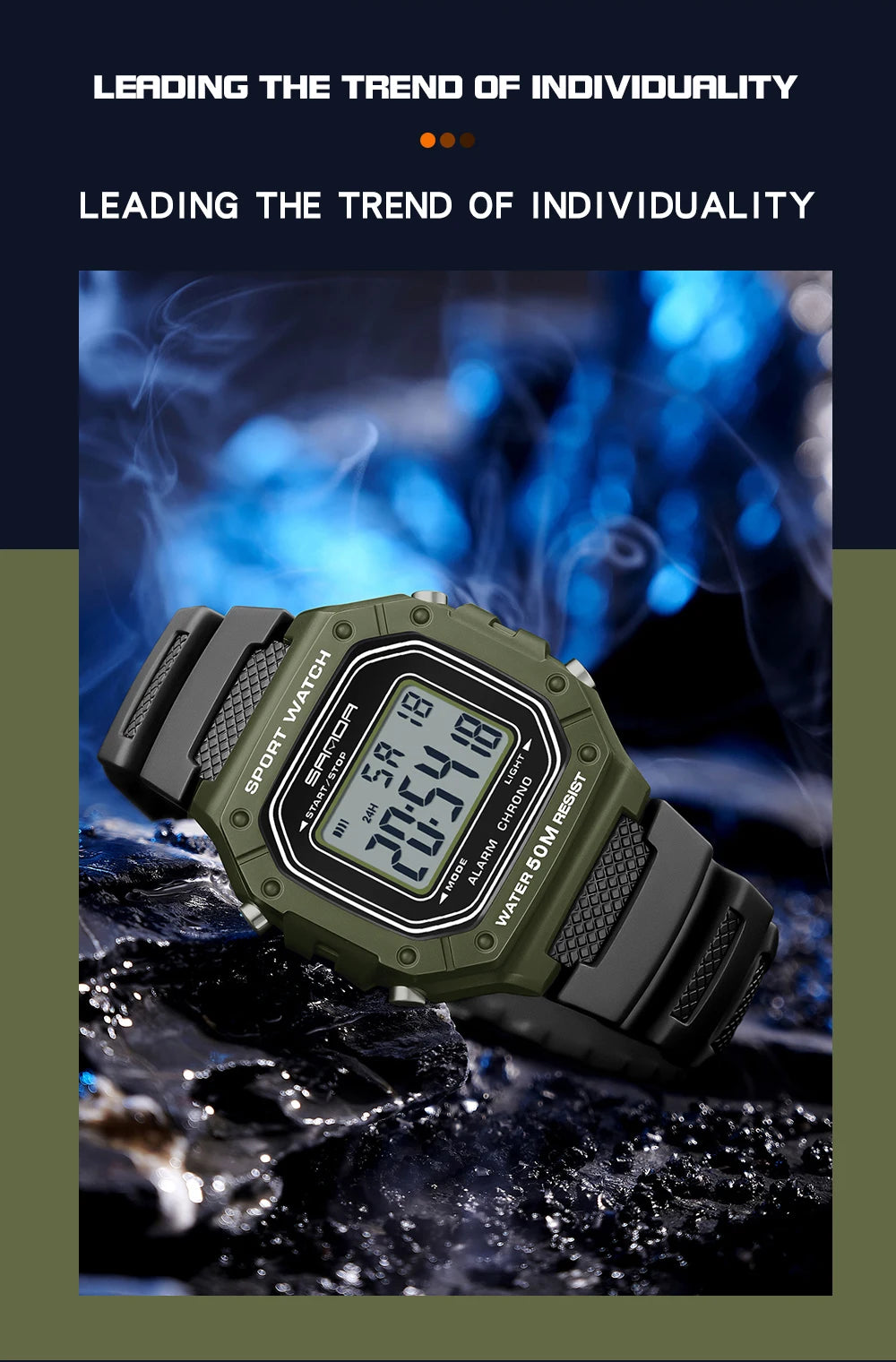 SANDA Men Military Water Resistant Sport Watches