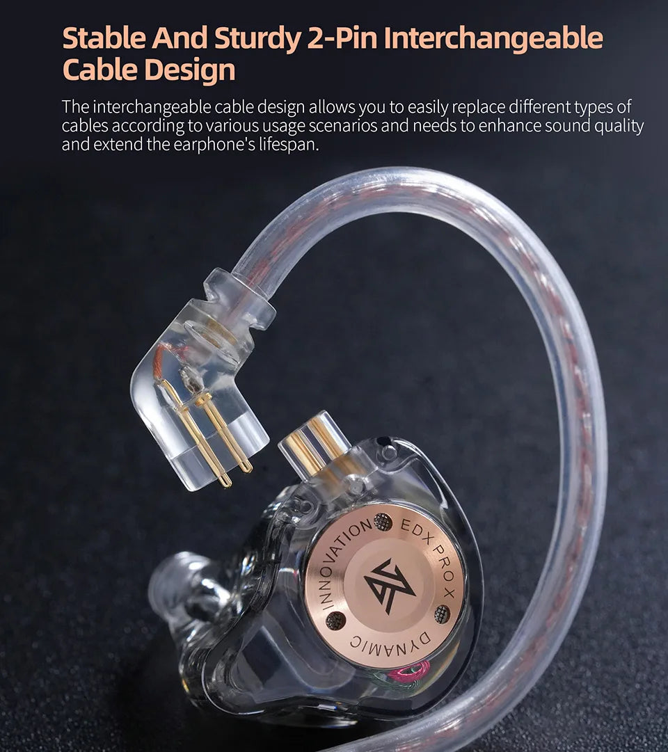 KZ EDX PRO X In Ear Dynamic Drive  HIFI Bass Music Earbud Sport Noise Cancelling Earphone