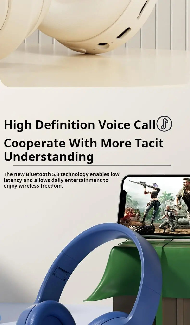 HIFI Stereo Headsets Sport Gamers with Wireless Bluetooth 5.3 and HD Mic