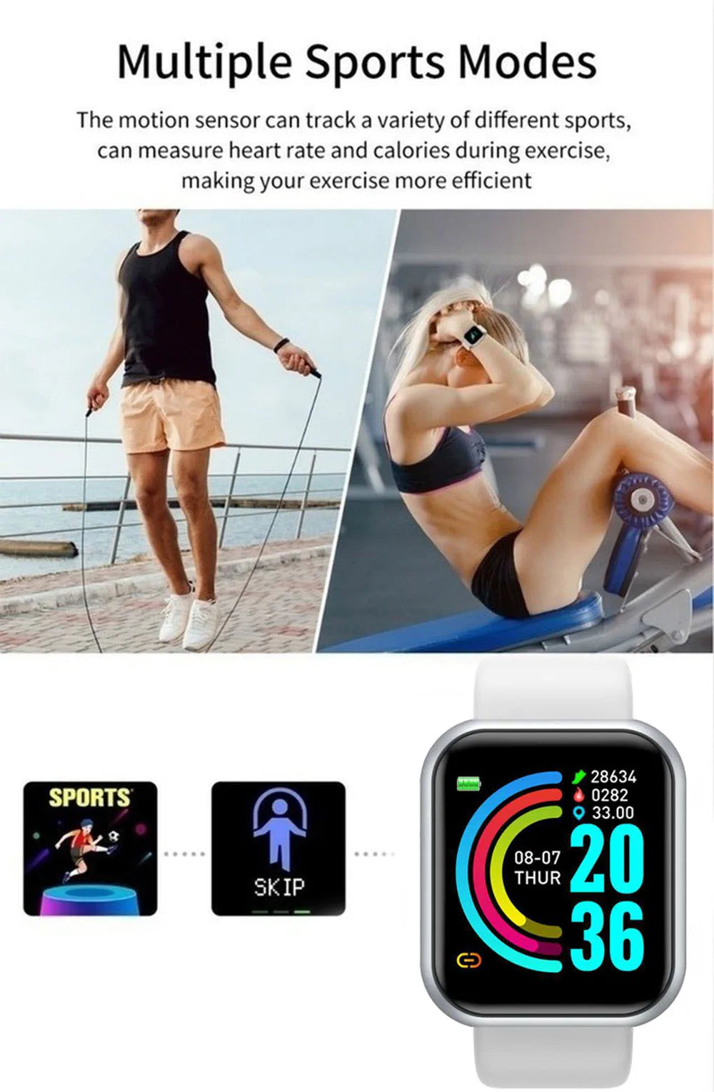 Smartwatch For Women Men  Heart Rate Monitor Calorie Tracking